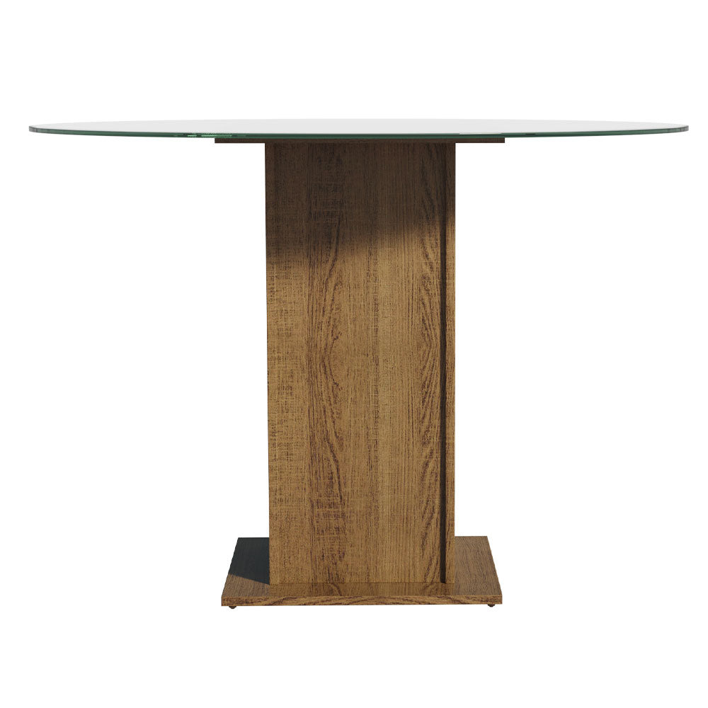 Mesa de Jantar Redonda Madesa 5325 com Tampo de Vidro Rustic