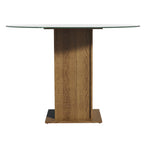 Mesa de Jantar Redonda Madesa 5325 com Tampo de Vidro Rustic
