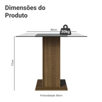 Mesa de Jantar Madesa Quadrada com Tampo de Vidro 5332A Rustic