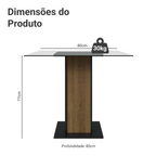 Mesa de Jantar Madesa Quadrada com Tampo de Vidro 5332A Preto/Rustic