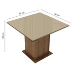 Mesa de Jantar Madesa Quadrada Tampo de Vidro 5363 Rustic/Crema