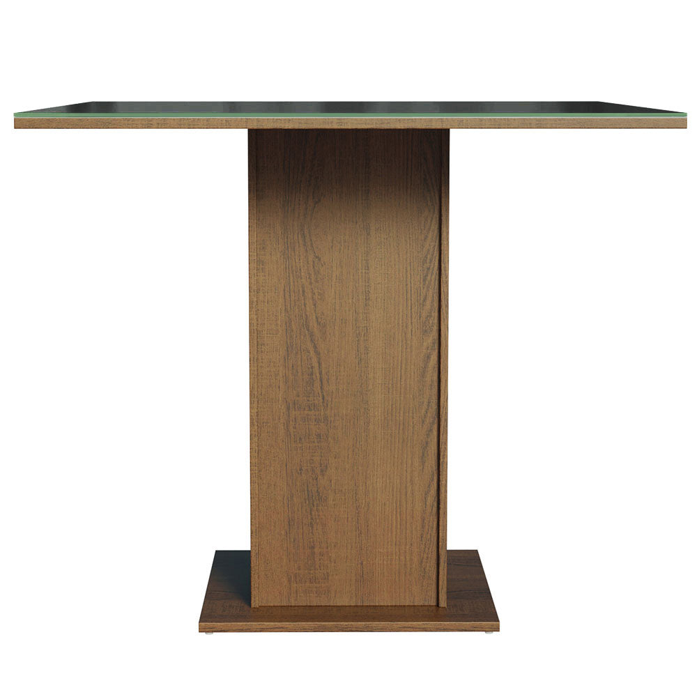 Mesa de Jantar Madesa Quadrada Tampo de Vidro 5363 Rustic/Preto