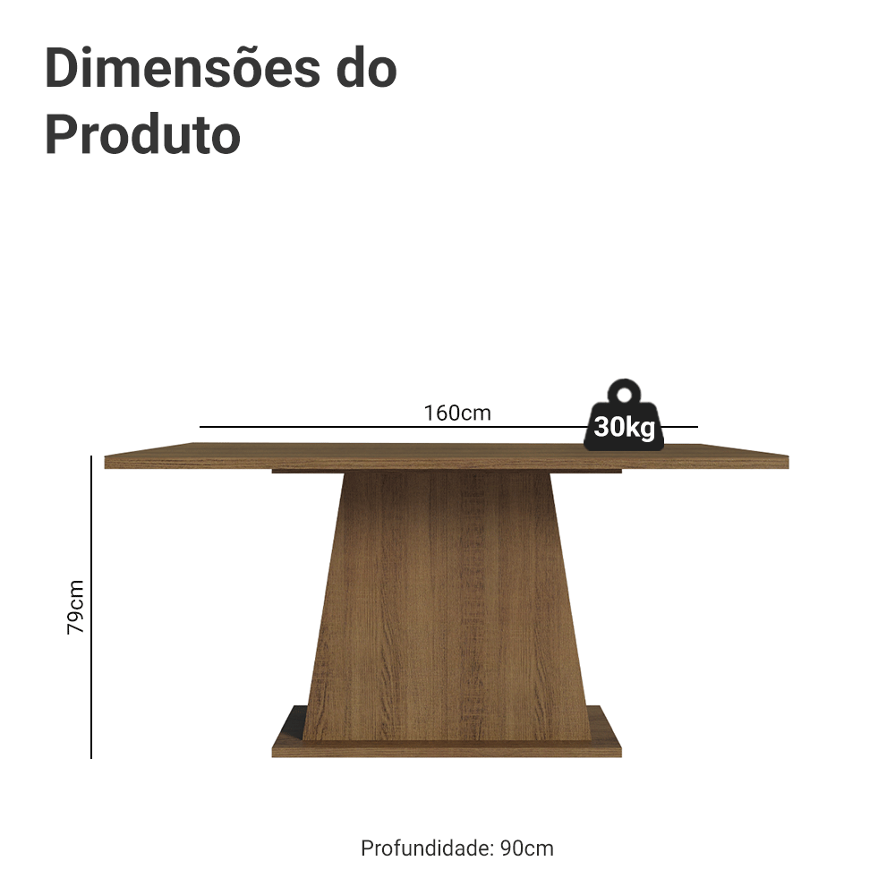 Mesa de Jantar Retangular Tampo de Madeira Rustic 5364 Madesa
