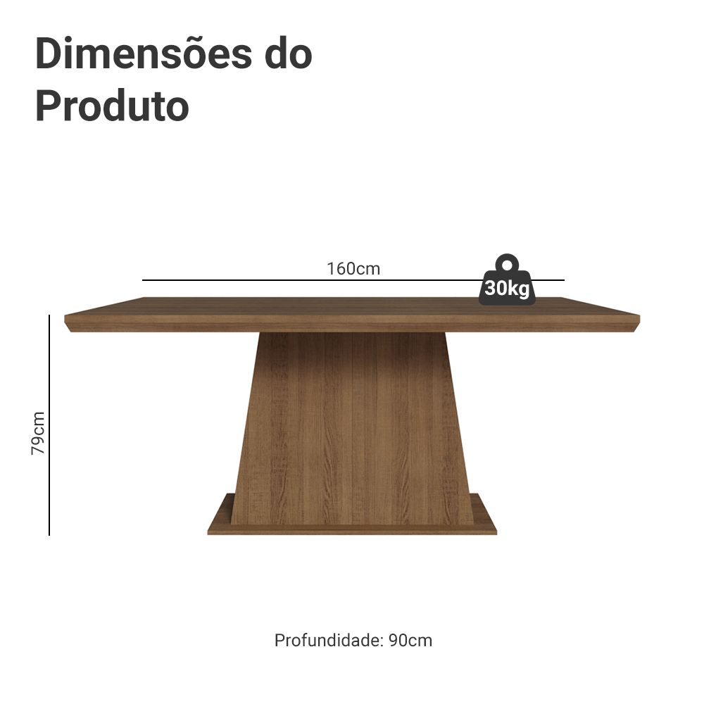 Mesa de Jantar Retangular Tampo com Moldura Rustic 5364 Madesa