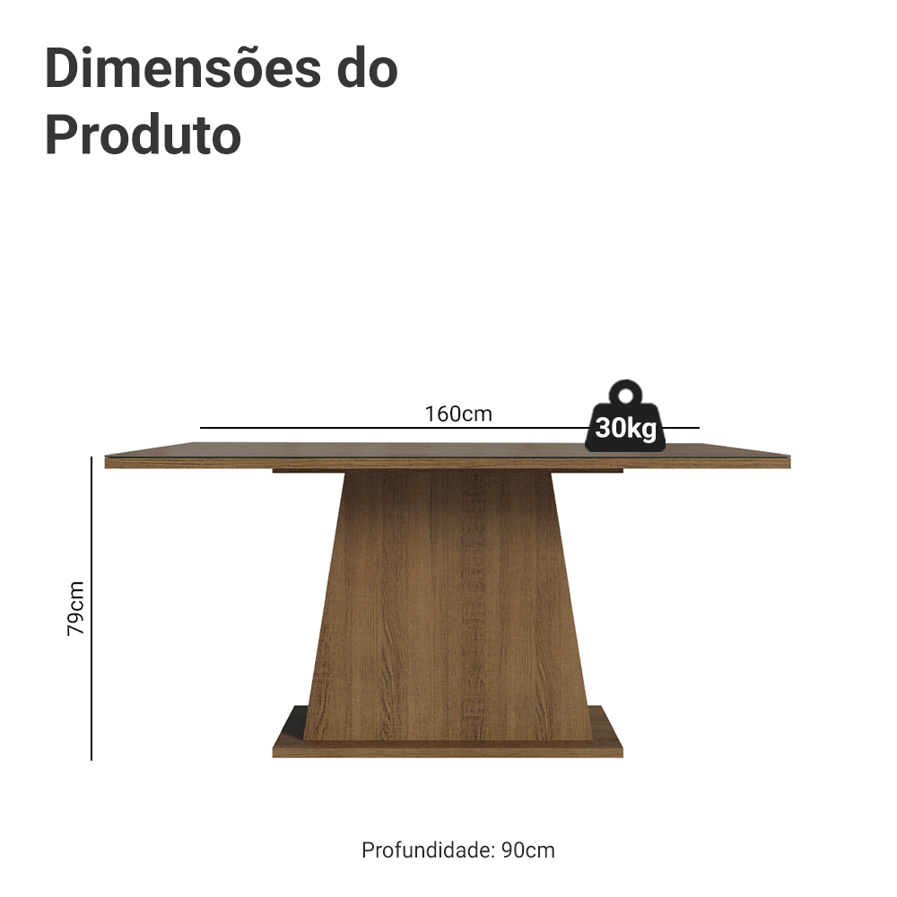 Mesa de Jantar Retangular Tampo de Vidro Rustic 5364 Madesa