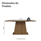 Mesa de Jantar Retangular Tampo de Vidro Rustic 5364 Madesa