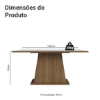 Mesa de Jantar Madesa Retangular Tampo de Vidro 5364 Rustic/Branco