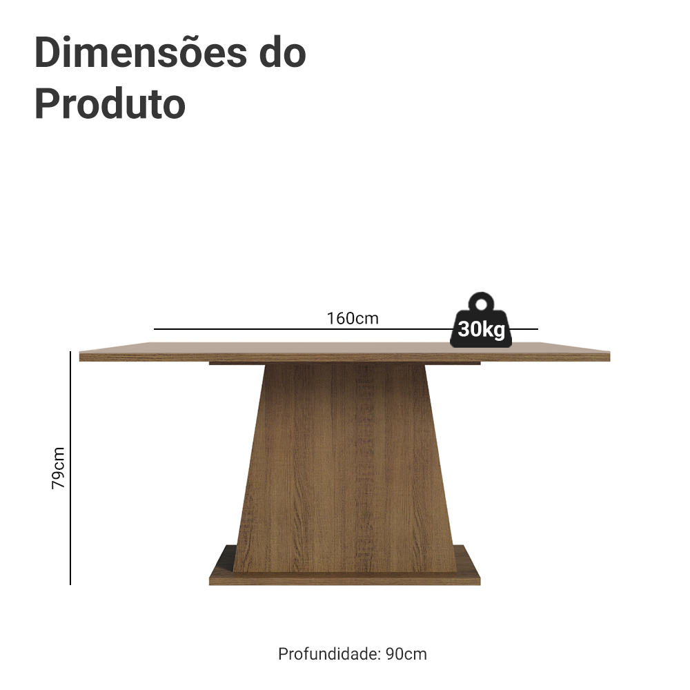 Mesa de Jantar Madesa Retangular Tampo de Madeira 5364 Rustic/Crema