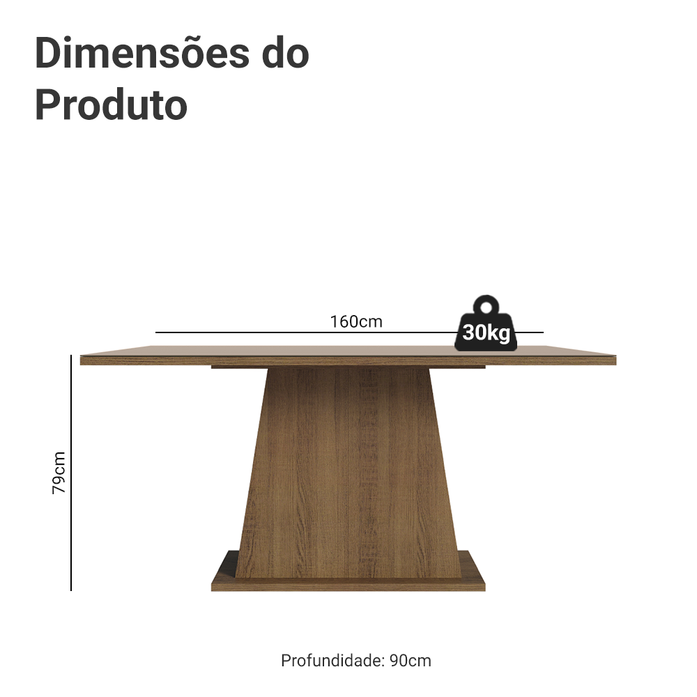 Mesa de Jantar Madesa Retangular Tampo de Vidro 5364 Rustic/Crema