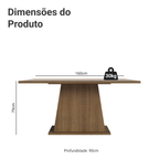 Mesa de Jantar Madesa Retangular Tampo de Vidro 5364 Rustic/Crema