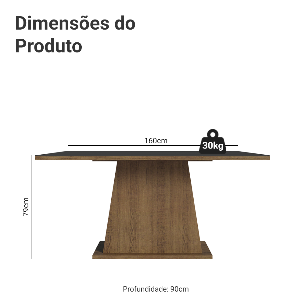 Mesa de Jantar Madesa Retangular Tampo de Madeira 5364 Rustic/Preto
