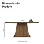 Mesa de Jantar Retangular Tampo de Vidro Rustic/Preto 5364 Madesa 02