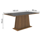 Mesa de Jantar Retangular Tampo de Vidro Rustic/Preto 5364 Madesa 02