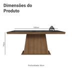 Mesa de Jantar Retangular Tampo com Moldura e Vidro Sobreposto Rustic/Preto 5364 Madesa