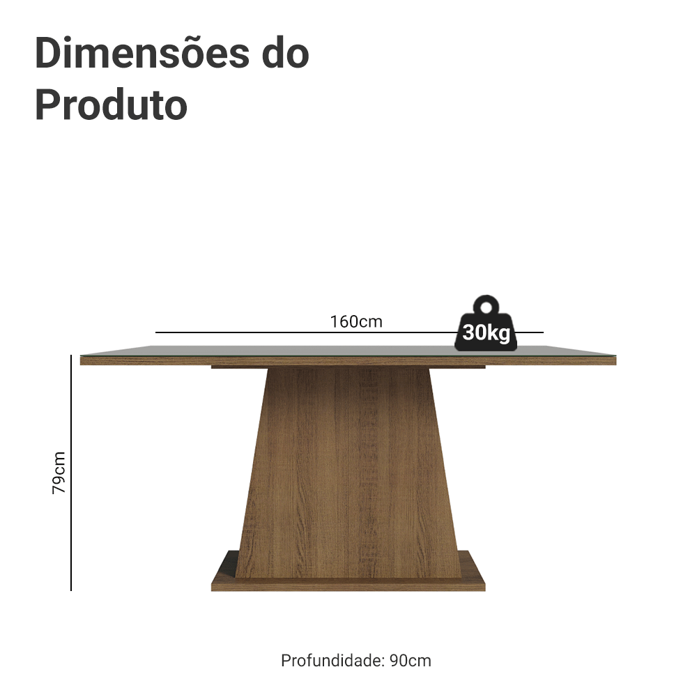 Mesa de Jantar Retangular Tampo de Madeira Rustic/Cinza 5364 Madesa