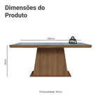 Mesa de Jantar Retangular Tampo com Moldura e Vidro Sobreposto Rustic/Cinza 5364 Madesa