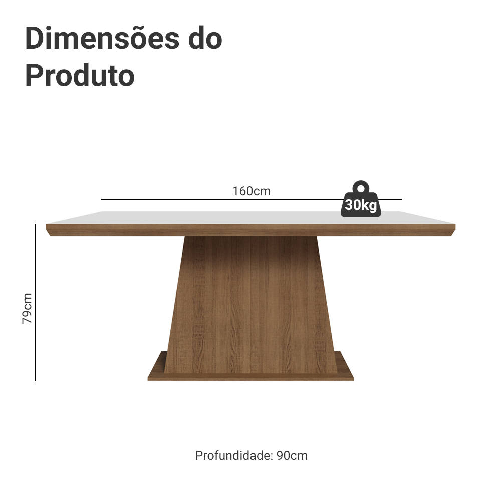 Mesa de Jantar Retangular Tampo com Moldura Rustic/Branco 5364 Madesa