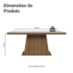 Mesa de Jantar Retangular Tampo com Moldura e Vidro Sobreposto Rustic/Branco 5364 Madesa