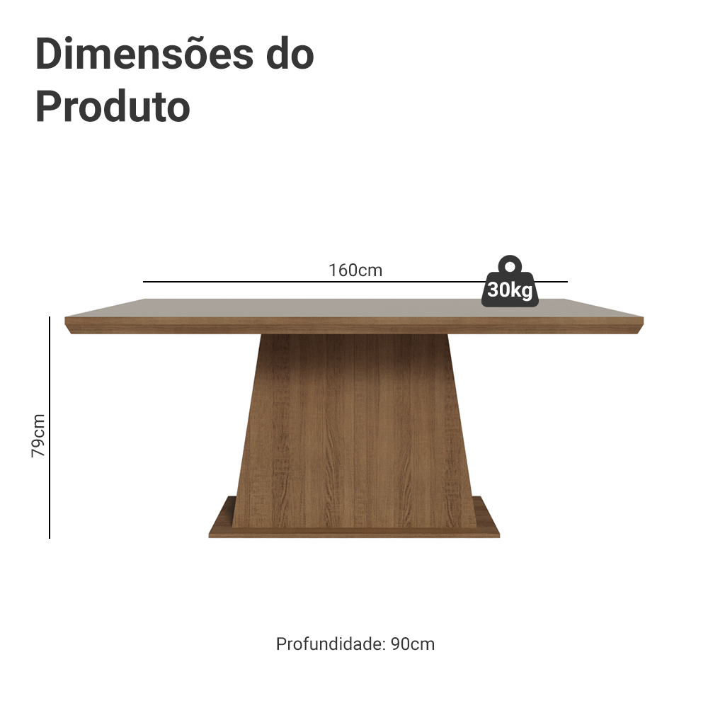 Mesa de Jantar Retangular Tampo com Moldura Rustic/Crema 5364 Madesa