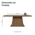 Mesa de Jantar Retangular Tampo com Moldura e Vidro Sobreposto Rustic/Crema 5364 Madesa