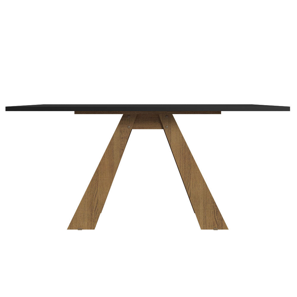 Mesa de Jantar Retangular com Tampo de Madeira Rustic/Preto 5372 Madesa