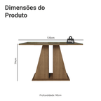 Mesa de Jantar Retangular Tampo de Vidro Rustic 5383 Madesa