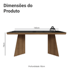 Mesa de Jantar Retangular Tampo com Moldura e Vidro Sobreposto Rustic/Preto 5389 Madesa