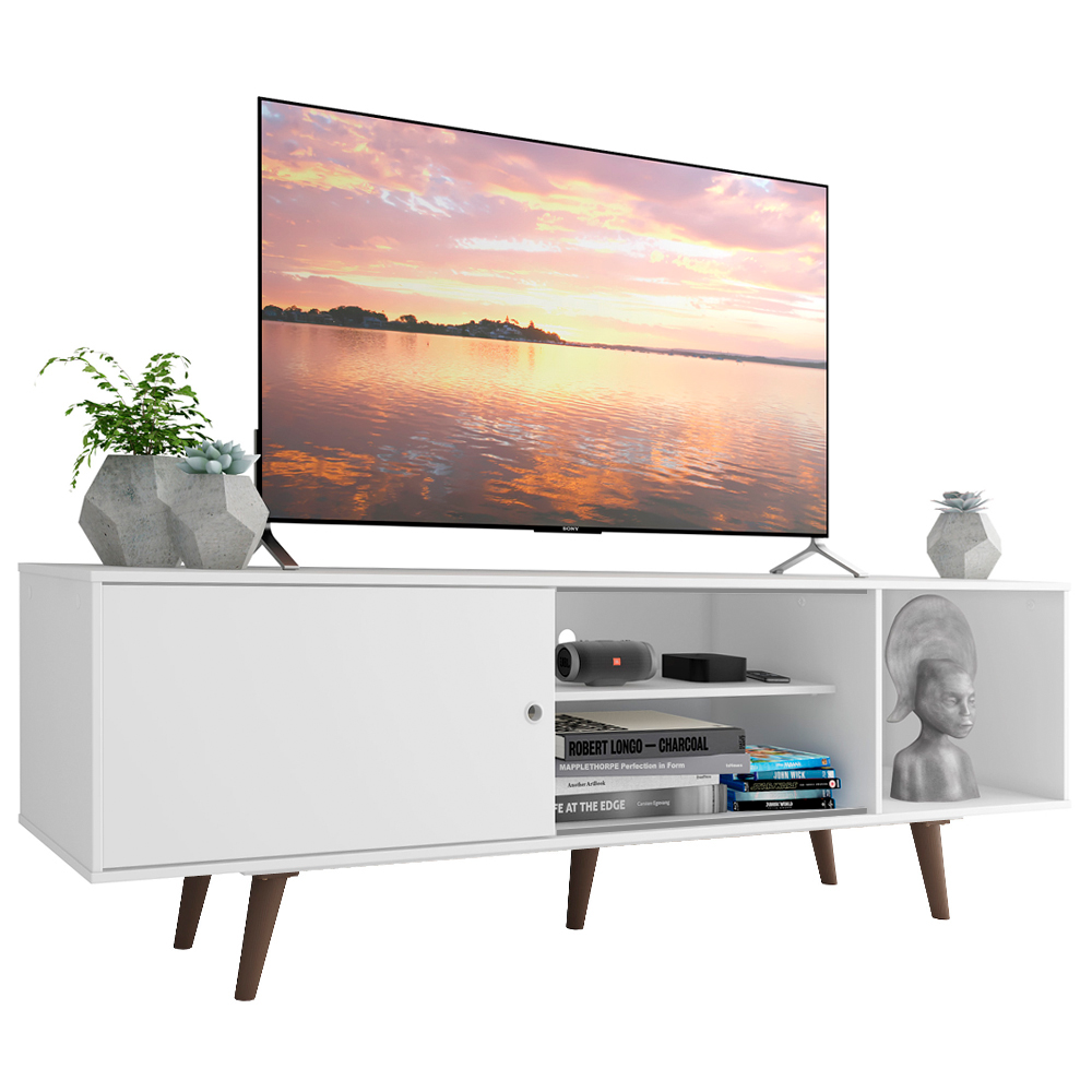 Rack Madesa Dubai para TV até 65 Polegadas com Pés Branco/Rustic 095Z