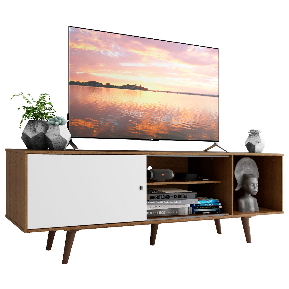 Rack Madesa Dubai para TV até 65 Polegadas com Pés Rustic/Branco 6E5Z