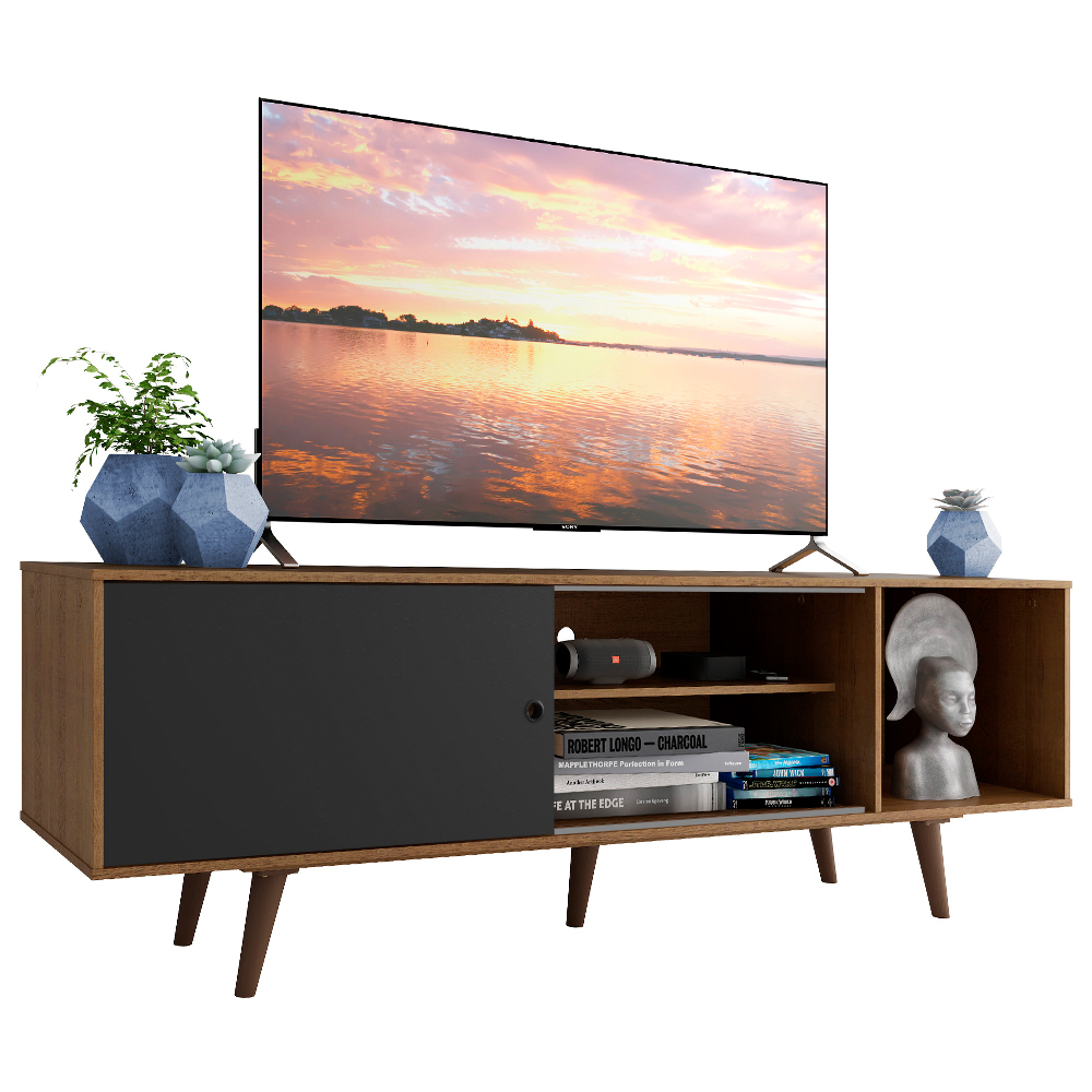 Rack Madesa Dubai para TV até 65 Polegadas com Pés Rustic/Preto 7K5Z