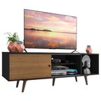 Rack Madesa Dubai para TV até 65 Polegadas com Pés Preto/Rustic D85Z