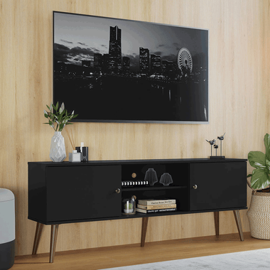 Rack para TV até 65 Polegadas Madesa 6921 com 2 Portas Preto PO