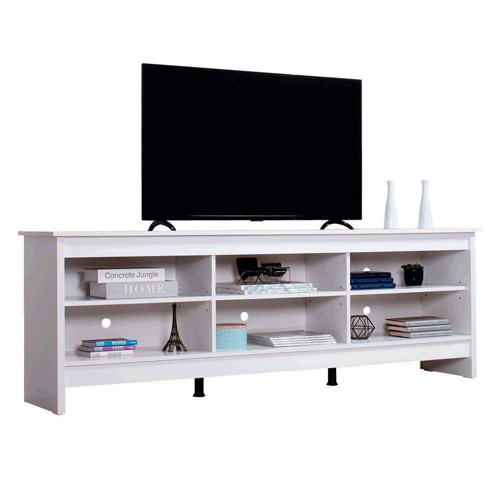 Rack para TV até 80 Polegadas Madesa 6924 com 6 Nichos Branco PO