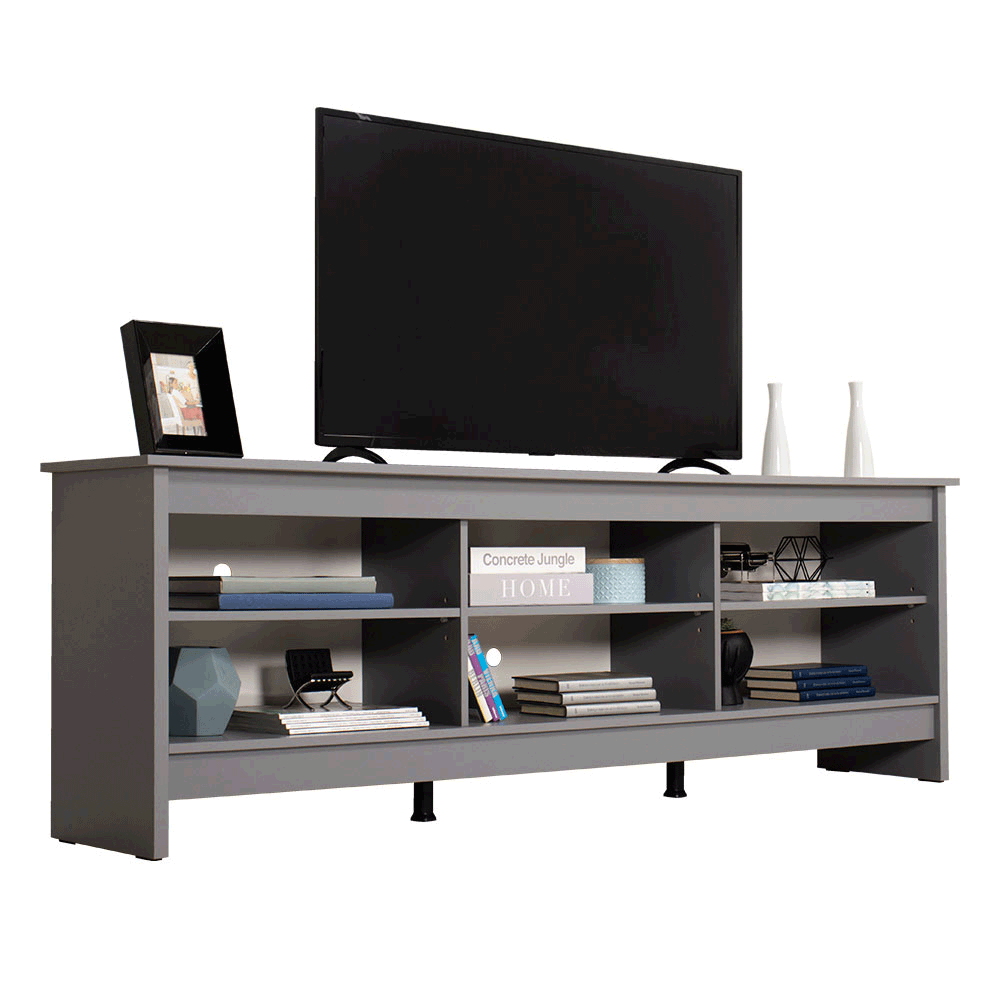 Rack para TV até 80 Polegadas Madesa 6924 com 6 Nichos Cinza PO