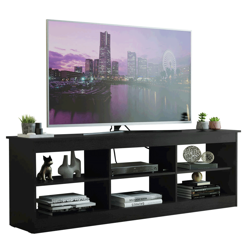 Rack para TV até 80 Polegadas Madesa 6928 com 6 Nichos Preto PO