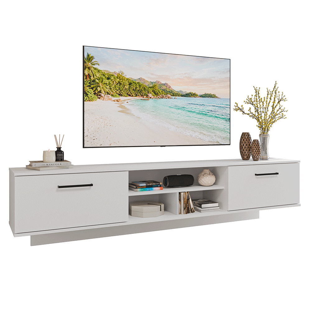 Rack Suspenso para TV até 80 Polegadas 218 cm 2 Portas Branco Agata Madesa