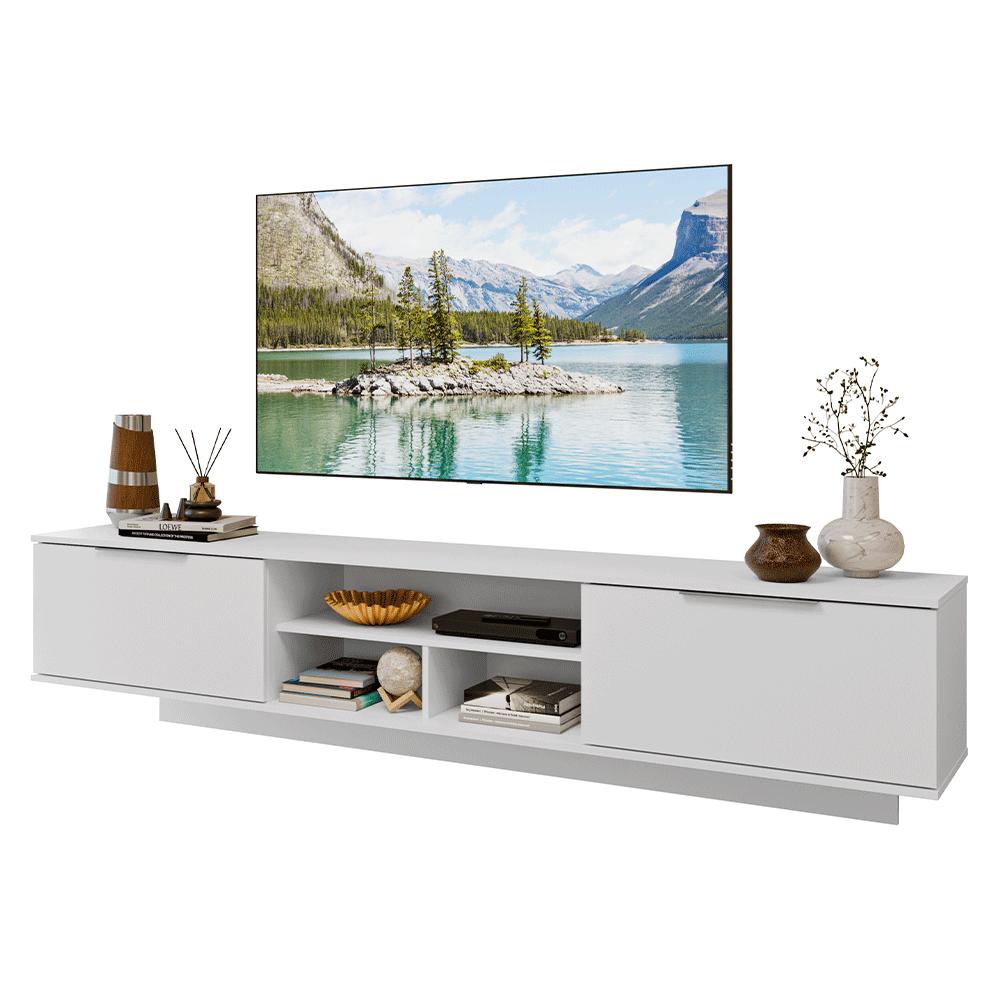 Rack Suspenso para TV até 80 Polegadas 218 cm 2 Portas Branco Stella Madesa