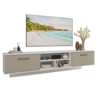 Rack Suspenso para TV até 80 Polegadas 218 cm 2 Portas Branco/Crema Agata Madesa