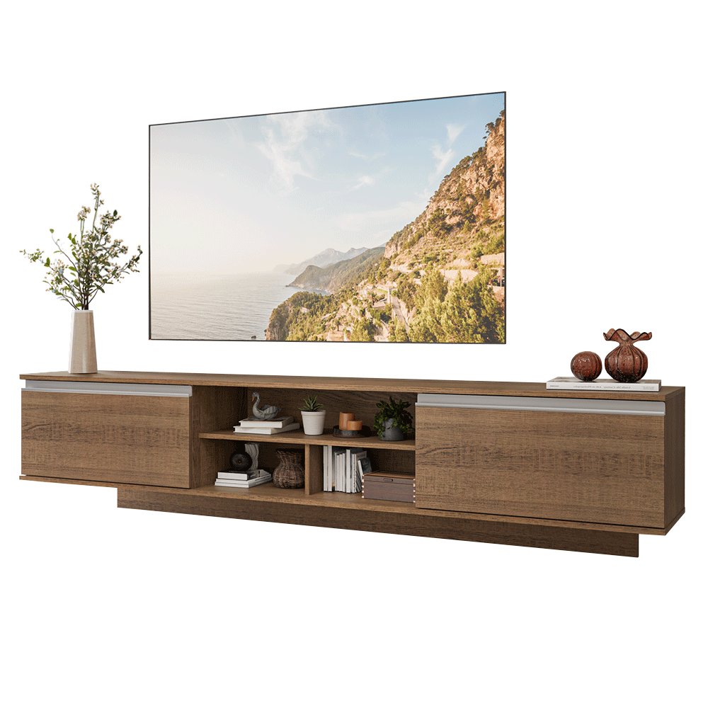 Rack Suspenso para TV até 80 Polegadas 218 cm 2 Portas Rustic Glamy Madesa