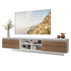 Rack Suspenso para TV até 80 Polegadas 218 cm 2 Portas Branco/Rustic Glamy Madesa