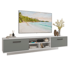 Rack Suspenso para TV até 80 Polegadas 218 cm 2 Portas Branco/Cinza Agata Madesa