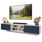 Rack Suspenso para TV até 80 Polegadas 218 cm 2 Portas Branco/Azul Vik Madesa