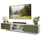 Rack Suspenso para TV até 80 Polegadas 218 cm 2 Portas Branco/Verde Vik Madesa