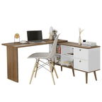 Escrivaninha de Canto Madesa 6937 com 2 Gavetas Rustic/Branco PO