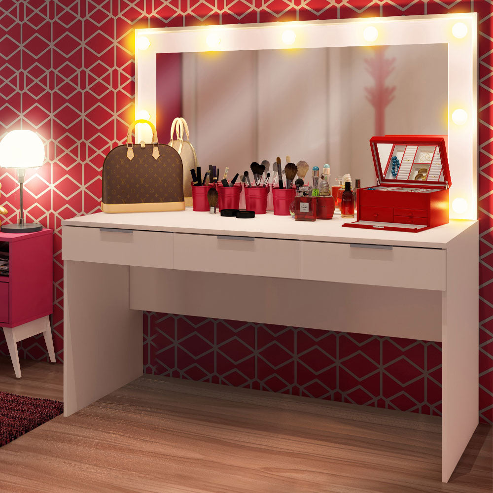 Penteadeira Madesa Camarim Carly com 3 Gavetas (Sem Painel) Branco