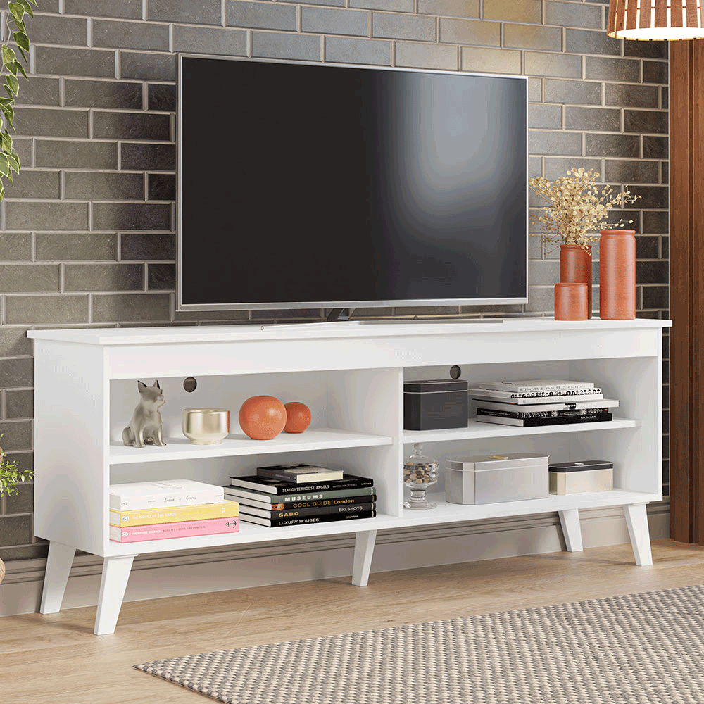 Rack para TV até 55 Polegadas Madesa 6997 com 4 Nichos Branco PO
