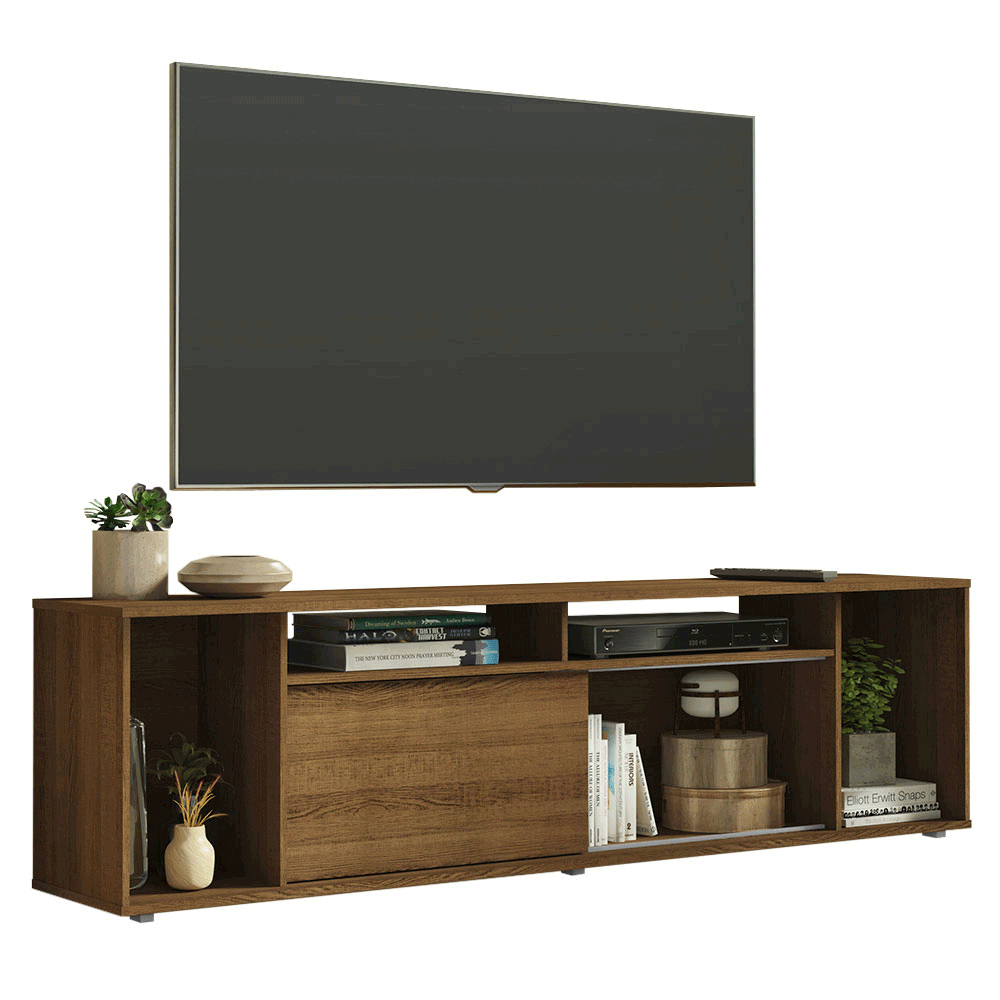 Rack para TV até 65 Polegadas Madesa 7008 com 5 Nichos e 1 Porta Rustic PO