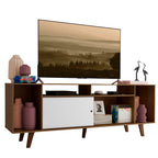 Rack para TV até 65 Polegadas Madesa Cancun com Pés Rustic/Branco 6E5Z