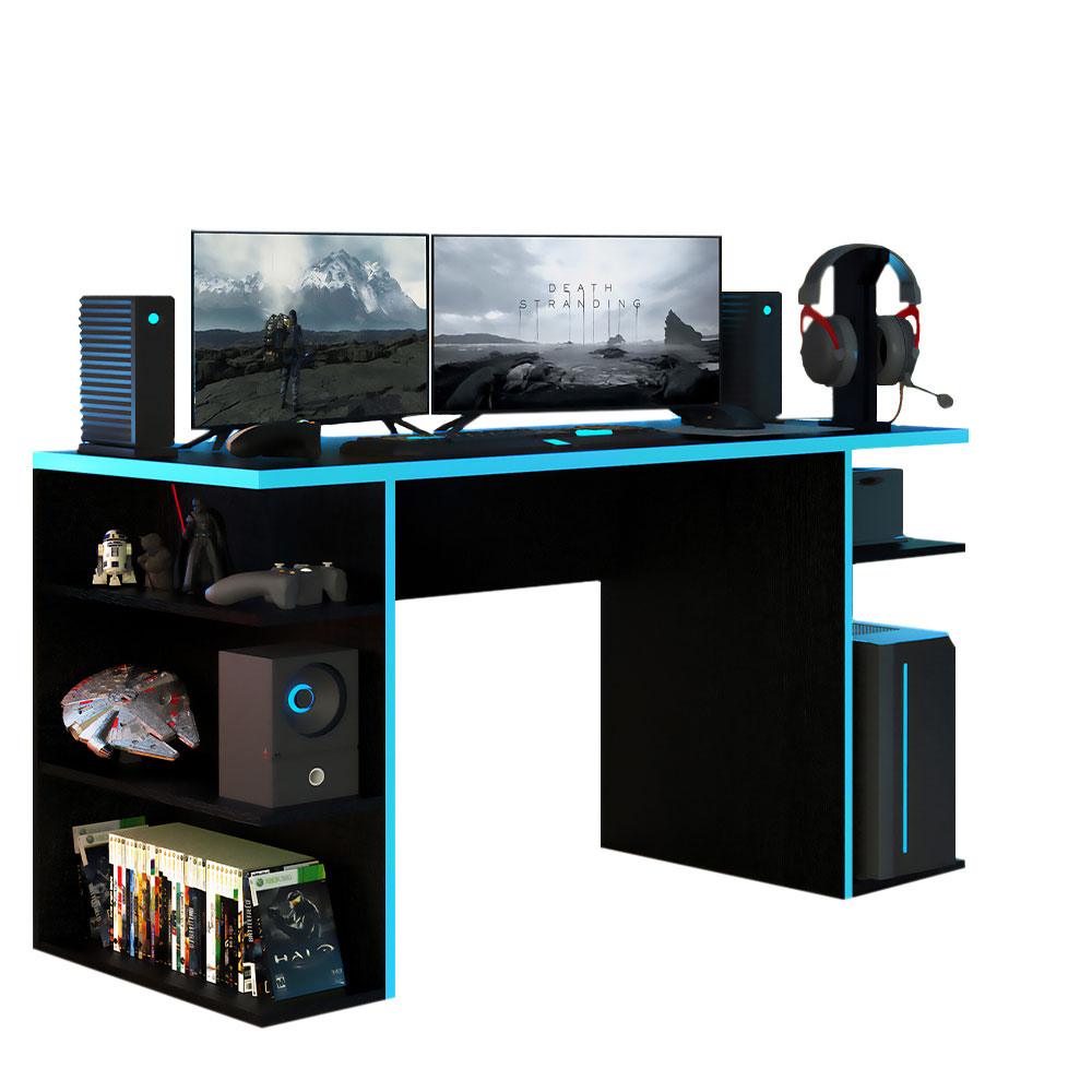 Mesa para Computador Gamer Madesa 9409 Preto/Azul