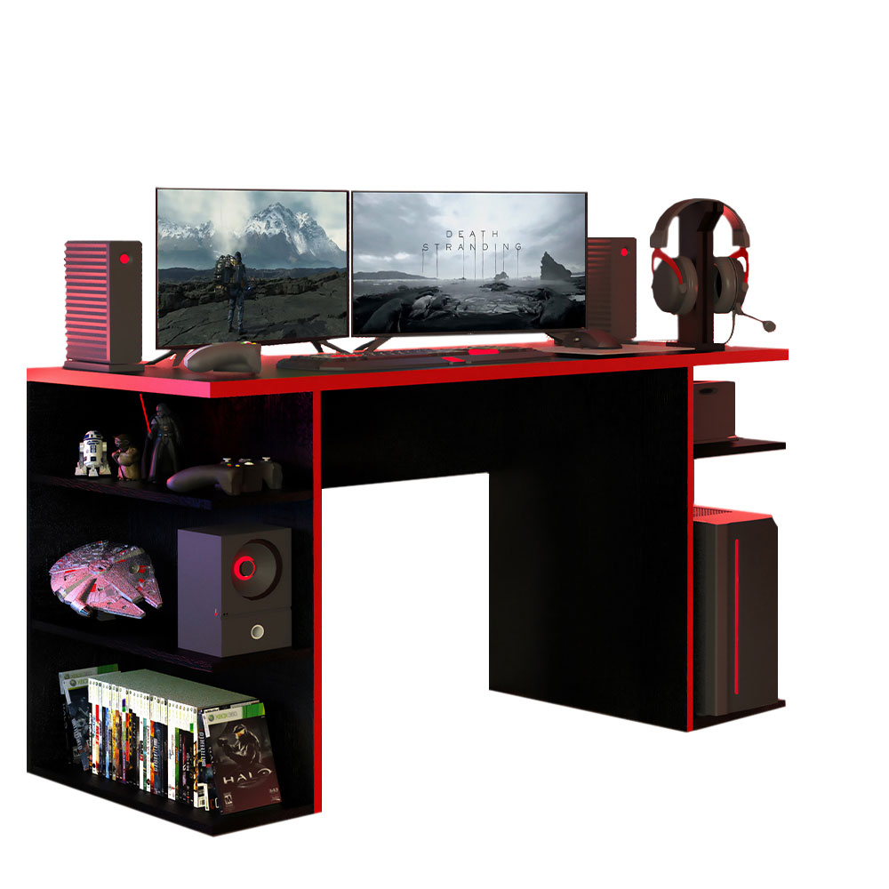 Mesa para Computador Gamer Madesa 9409 Preto/Vermelho